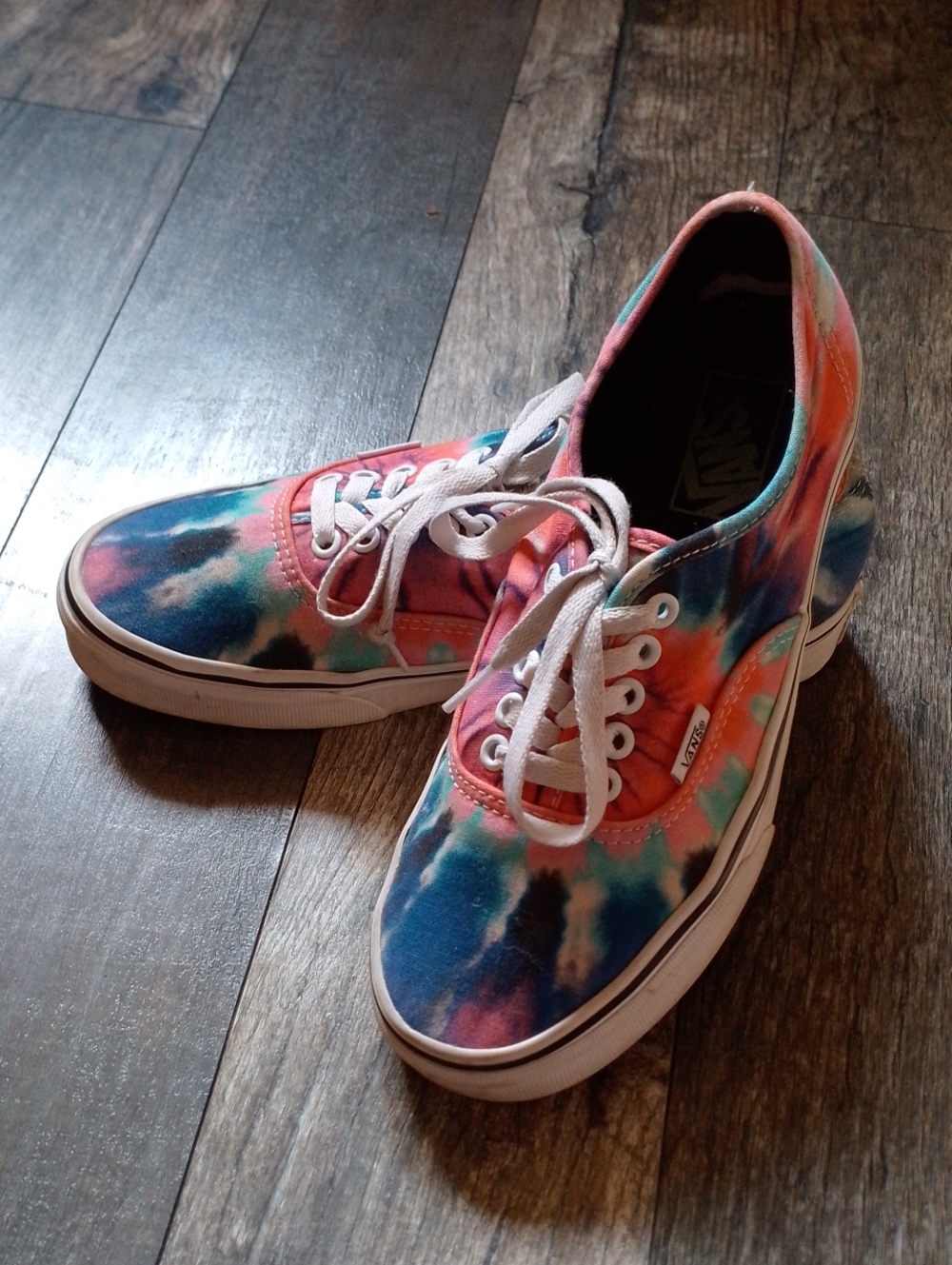 Vans Tie-Dye Canvas Low Top Sneakers - Blue, Pink, Coral